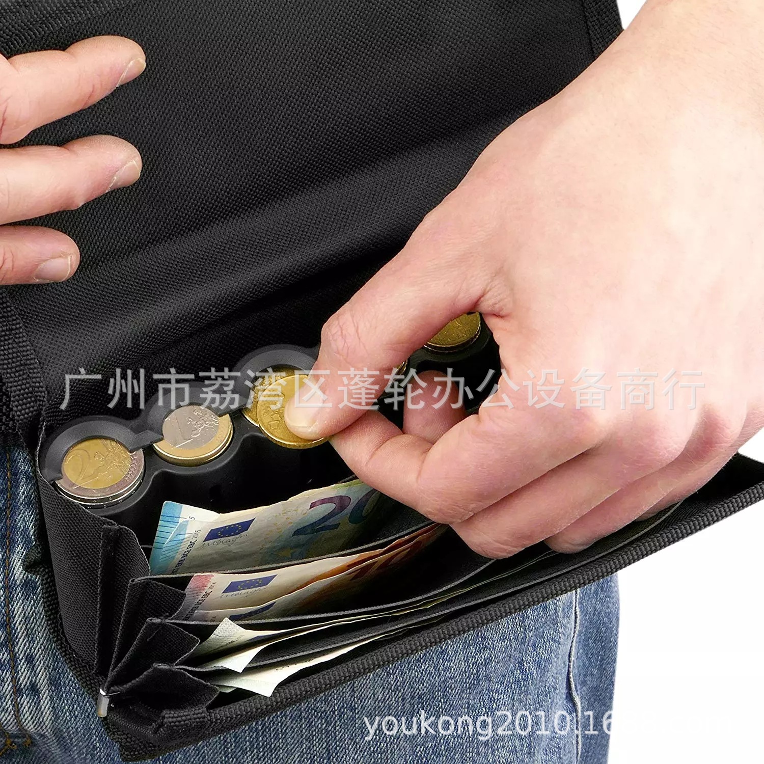 Portable euro storage box coin bag European Union paper money horizontal hanging waist bag coin holder coin separator can wallet