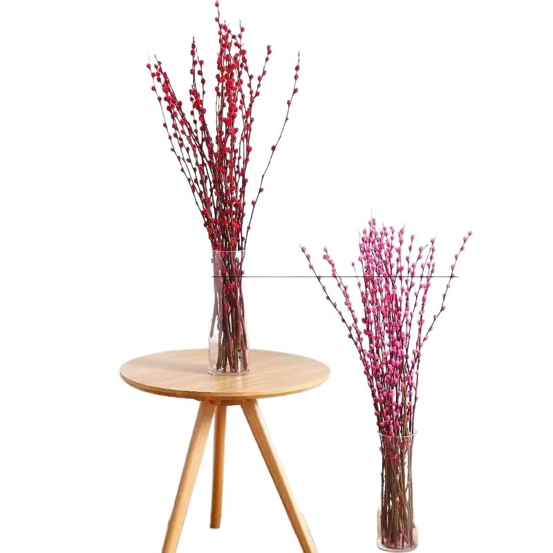 Silver Willow New Year's Eve Real Flower Fresh Branches Living Room Dried Flower Ornaments Large Floor-Standing Red New Year's Eve Florals Indoor Dried Willow