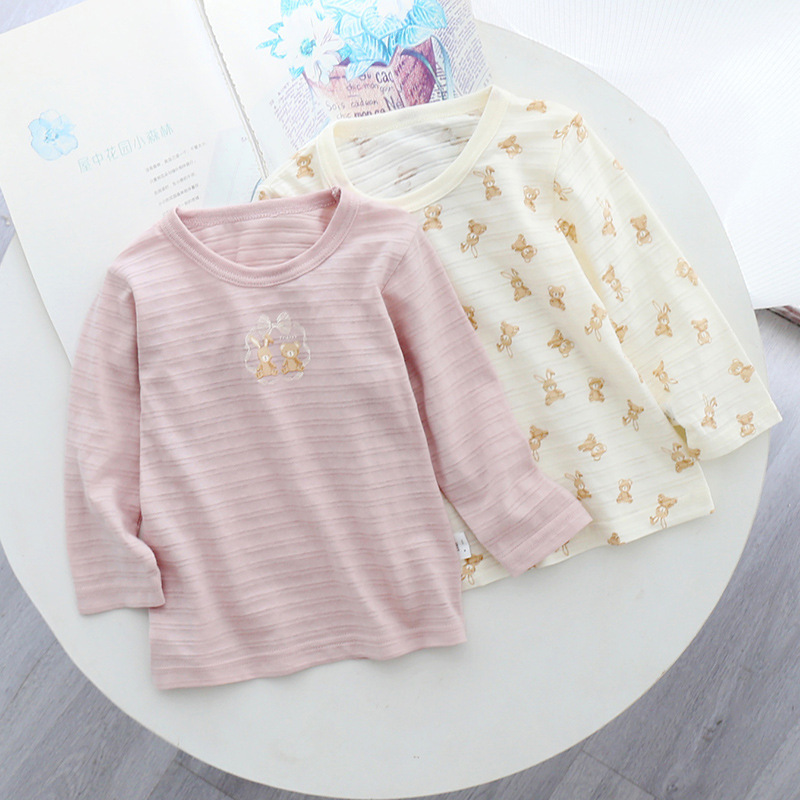 Summer Birthday City Thin Japanese Style Children's Long Sleeve Top Pure Cotton Class a Bamboo Cotton for Boys and Girls