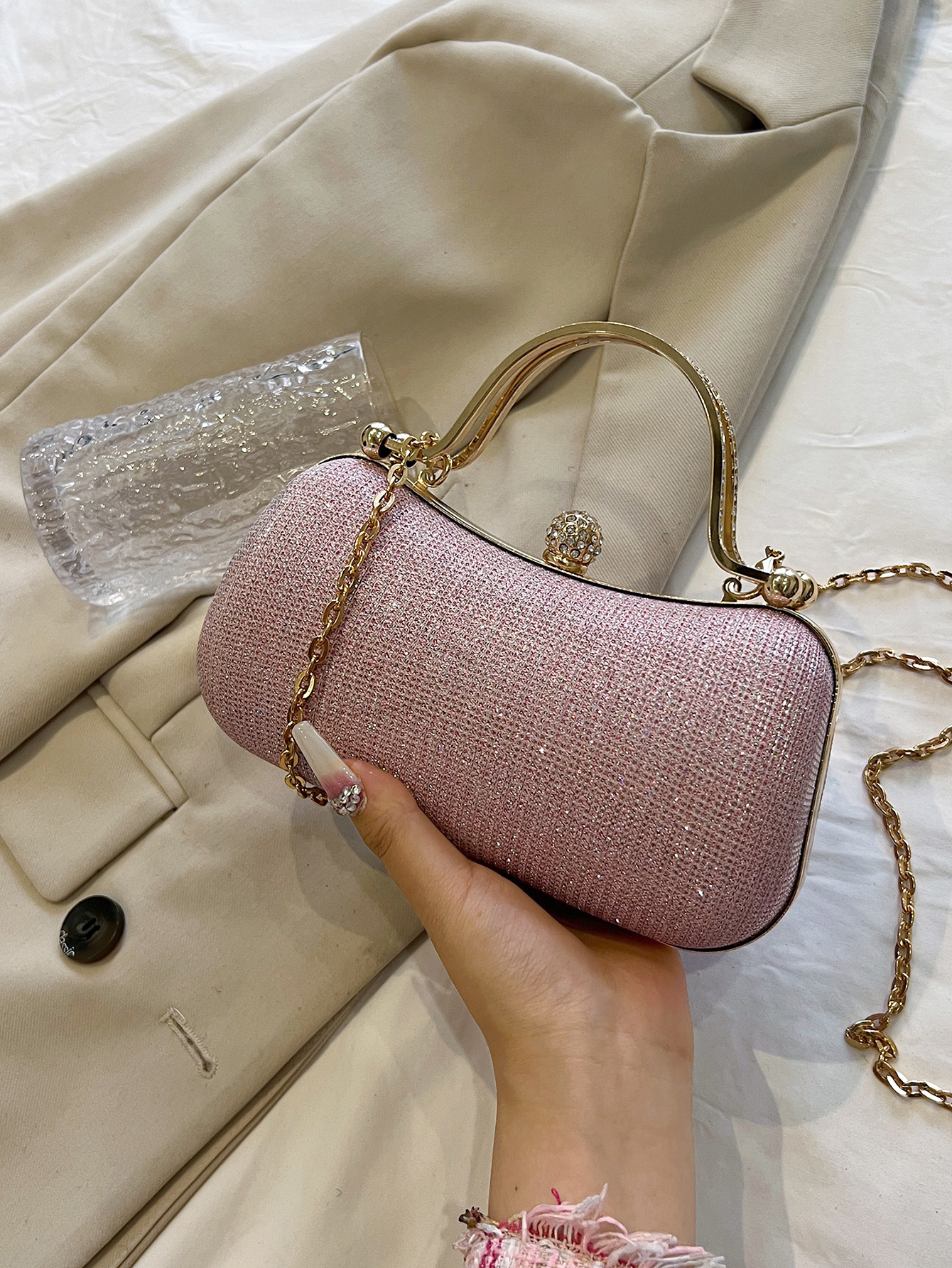 Evening Bag This Year's Popular Women's Texture and Exquisite Women's Bag Simple Lock Small Bag Single Shoulder Crossbody Chain Bag for Women