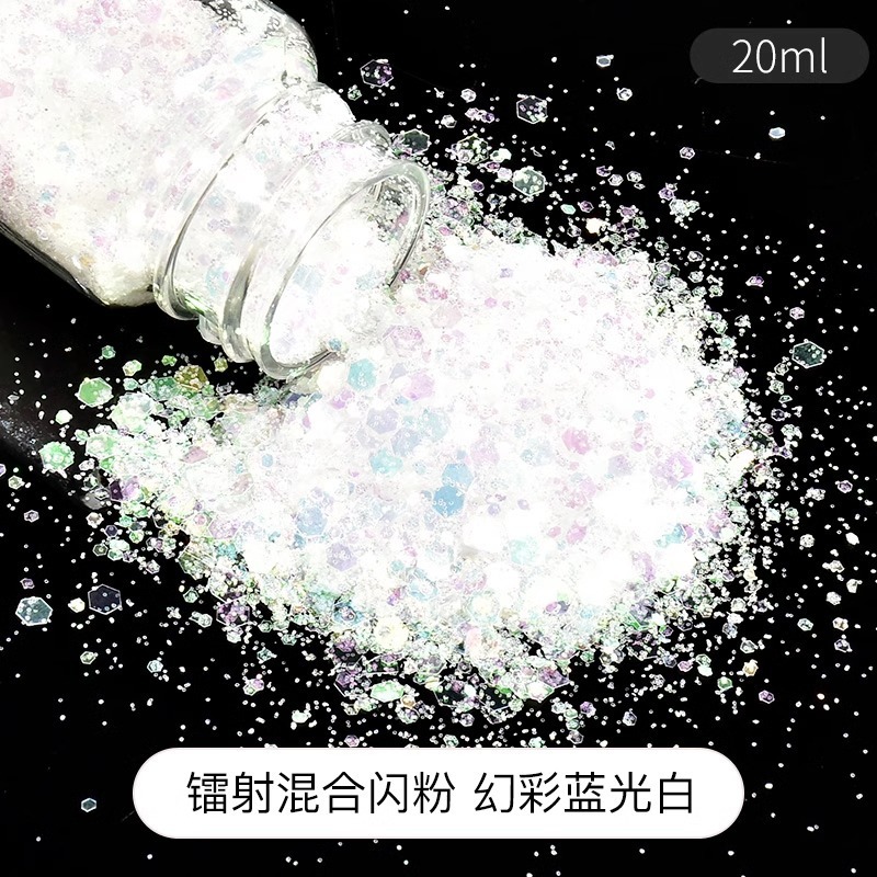 Handmade DIY Dripping Glue Hemp Material Flash Laser Mixed Sequin Nail Art Decoration Accessories 20 Color Complete Set