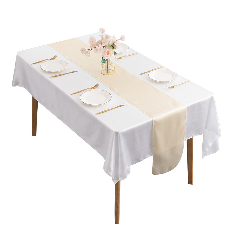 Simple Modern Nordic Style Satin Coffee Table Mat Wedding Banquet Tablecloth Decorative Polyester Solid Color Satin Table Runner