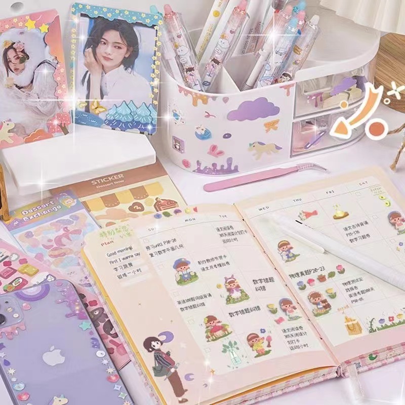 Laser Goka stickers DIY High-looking girl's hand account paste Goka children's hand account laser stickers easy to match