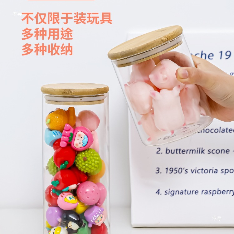 Glass Sealed Jar, Hand-Made Display Storage Jar, Cute Female Ornaments, Bottle with Lid, Cute Blind Bag, Round Transparent Jar