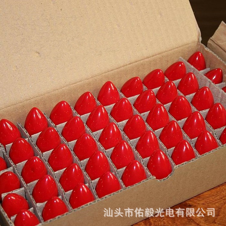 Youyi 220Vc7 Small Red Bubble Steel-Head Candle Red Light Bulb Glass Tungsten Filament Please Order in Multiples of 50 Per Box
