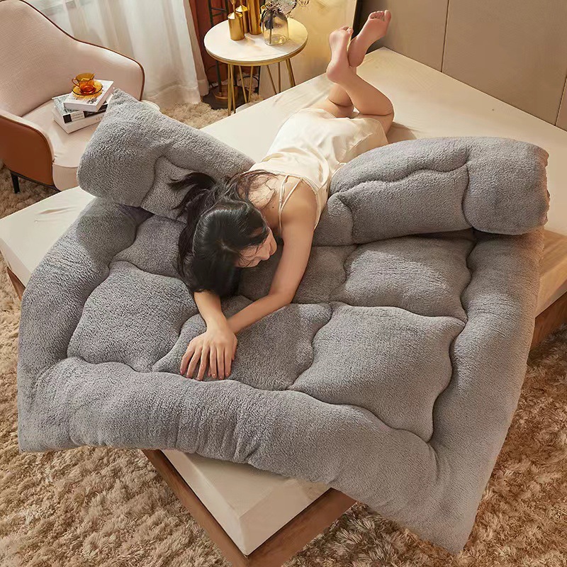 Lamb Fleece Mattress Upholstered Padded Winter Single Student Dormitory Home Tatami Mattress Foldable Cushion