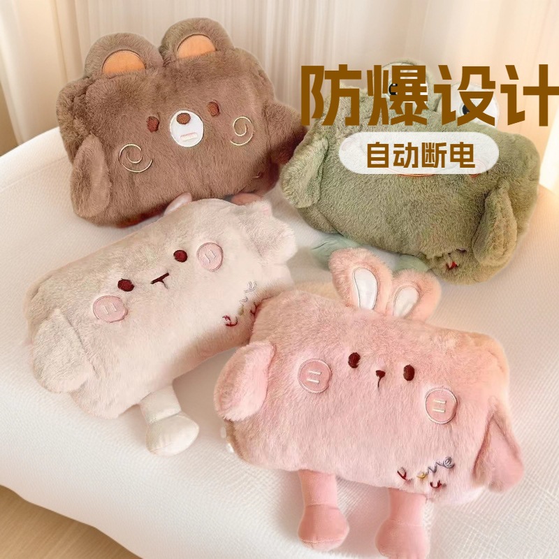 Стандартная грелка для воды, перезаряжаемая, взрывобезопасная, плюшевая, с милым мультяшным дизайном, оптовый производитель