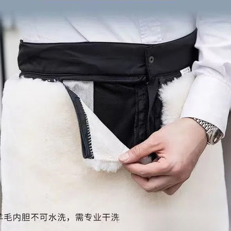 Sheepskin Pants for Winter Cycling, Moisture-Proof and Warm Sheepskin Pants for Middle-Aged and Elderly Men and Women, High-Waisted Cycling Pants