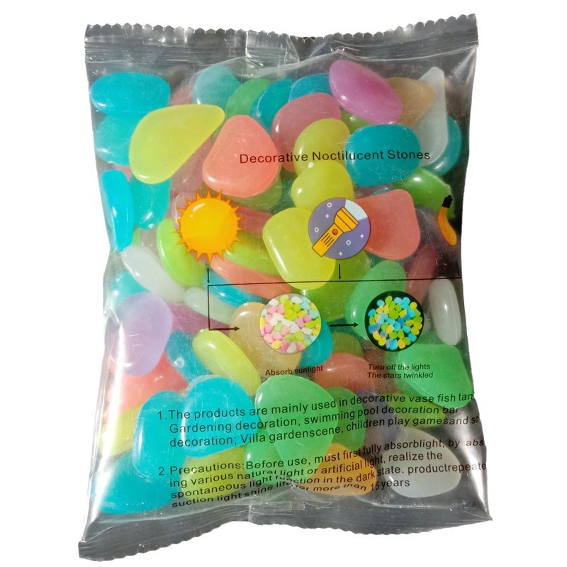 Luminous Stones 100 Pieces Luminous Pebbles Fish Tank Aquarium Garden Fluorescent Landscaping 1.5-2cm Glowing Stones Colored Stones