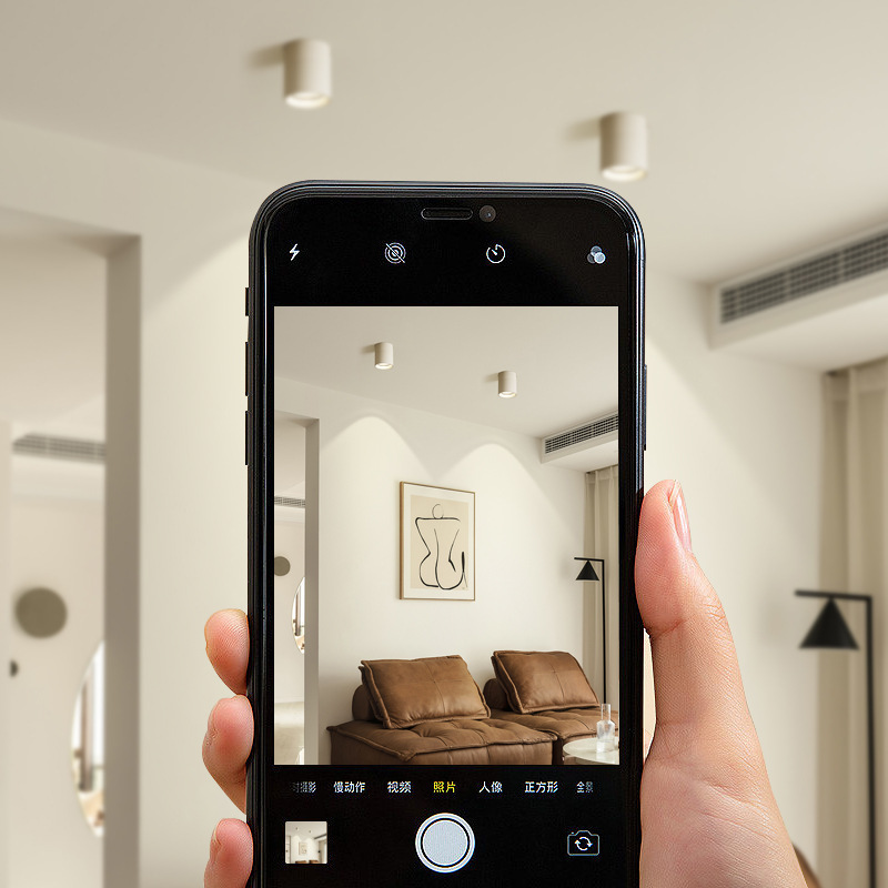 Adjustable Angle Led Full-Spectrum Surface-Mounted Spotlight, Foldable Anti-Glare Living Room Background Wall Entrance Cob Ceiling Ambient Light