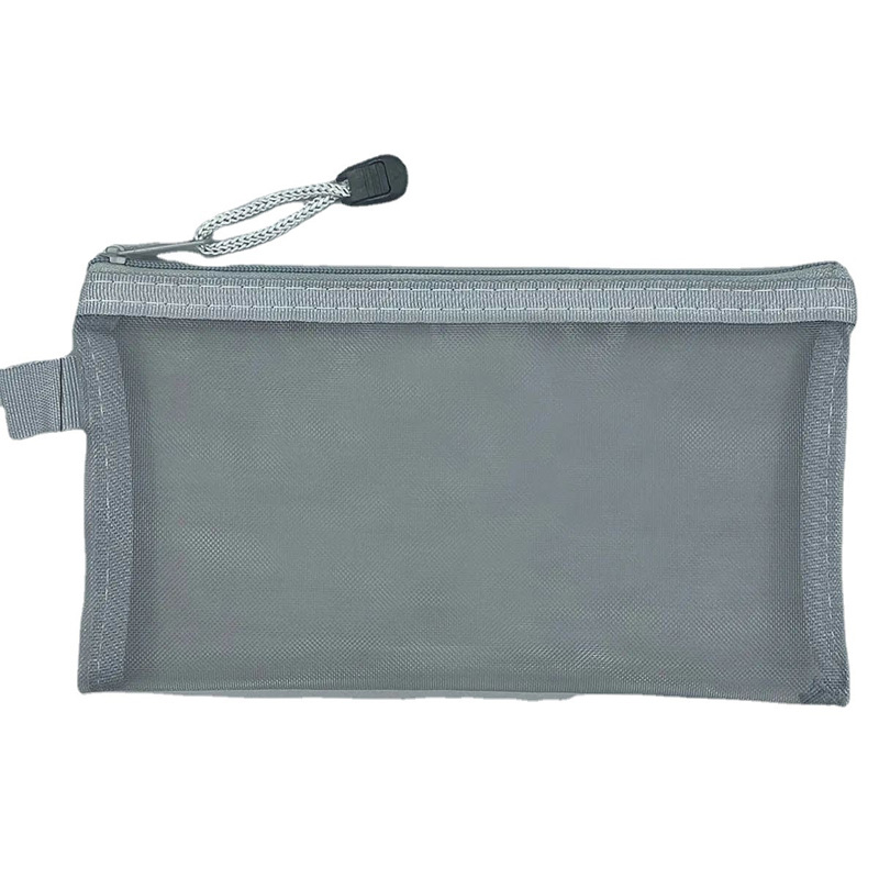 Transparent mesh pencil case large capacity zipper storage bag for students examination portable pencil bag stationery bag wholesale