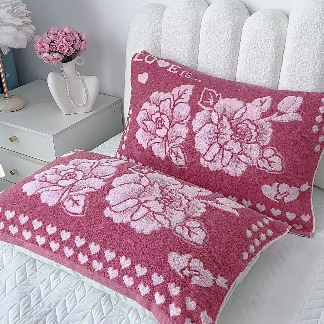 Old-fashioned terry pillow towel thickened classic non-fading wedding couples large pillow towel
