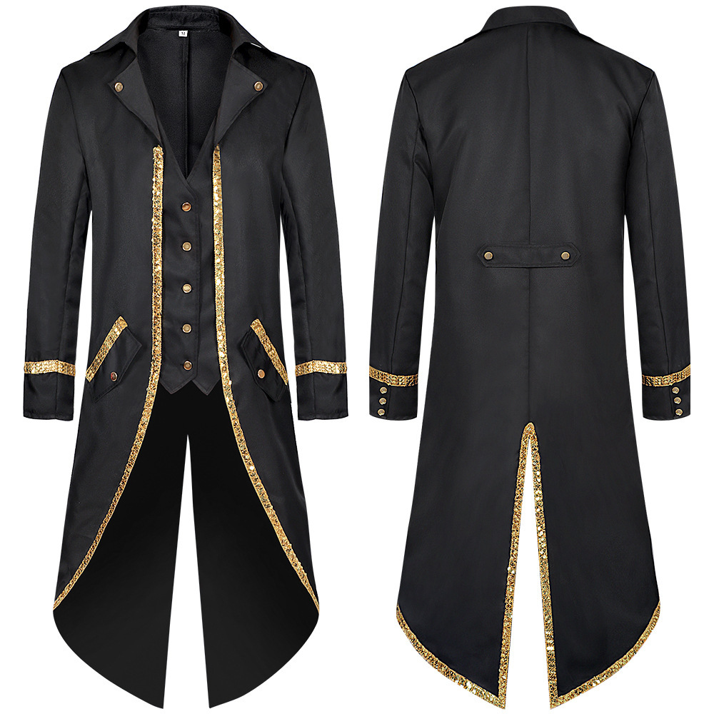 Cross-Border New Original Production European and American Style New Halloween Tailcoat Medieval Retro Steampunk Stage Costume for Men