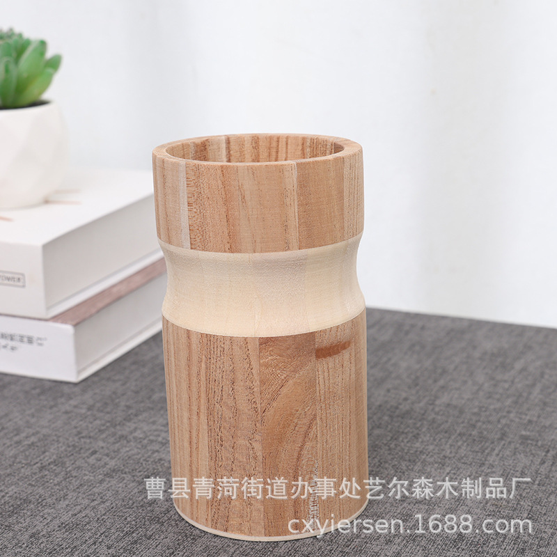 New Solid Wood Natural Color Small Wooden Bucket Home Storage Wooden Bucket Children's Toy Storage and Organization Bucket Toy Wooden Bucket
