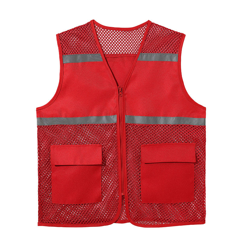 Volunteer Fishing Net Vest Printing logo Breathable Grid Reflective Vest Campaign Promotional Public Service Advertising Shirt Mesh