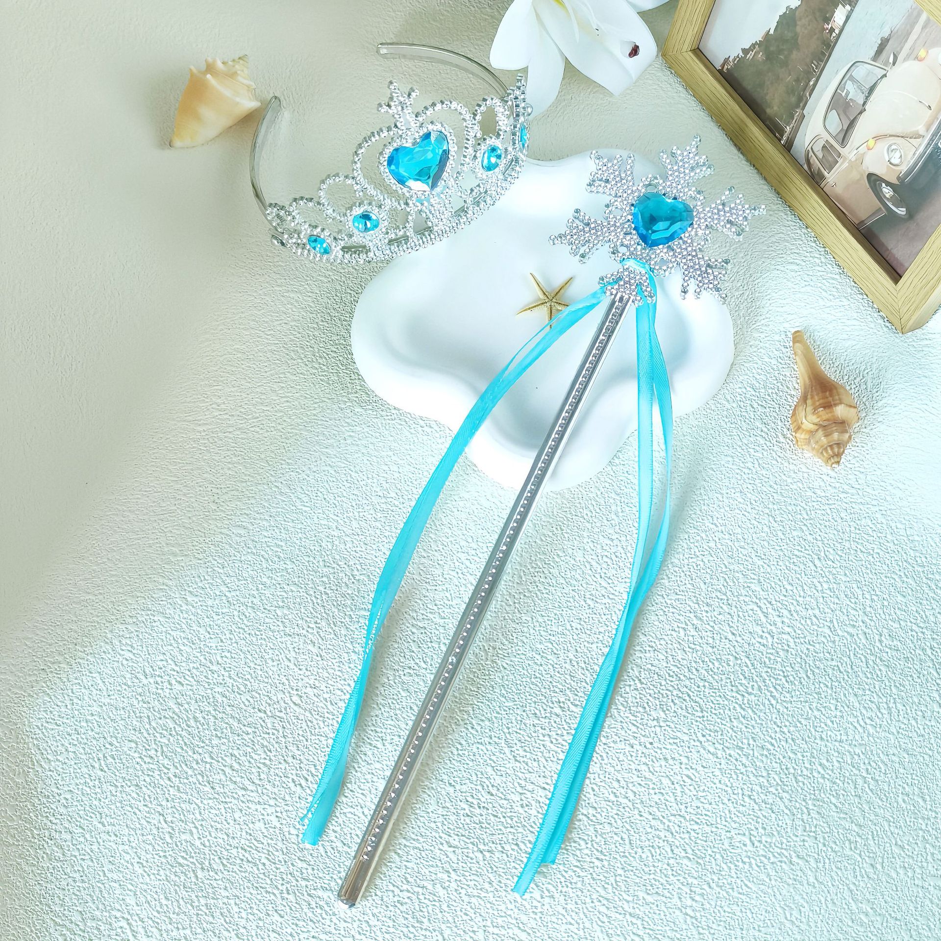 Корона из Замороженного для детей, тиара, ободок, волшебная палочка Эльзы, снежинка, фея, детские аксессуары