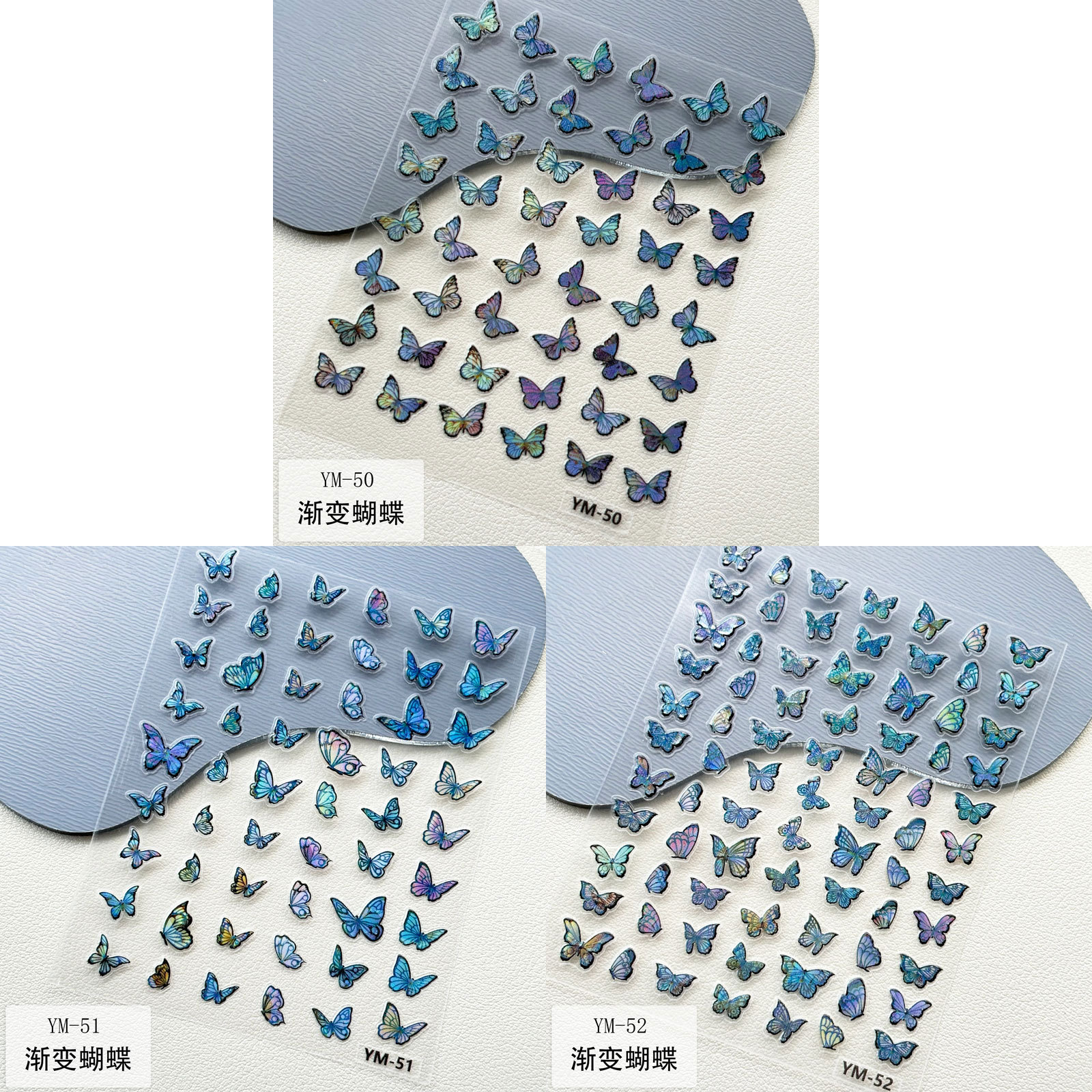 Children's embossed nail art stickers custom small batch 3D 5D adult nail decals custom UV printing hand account stickers