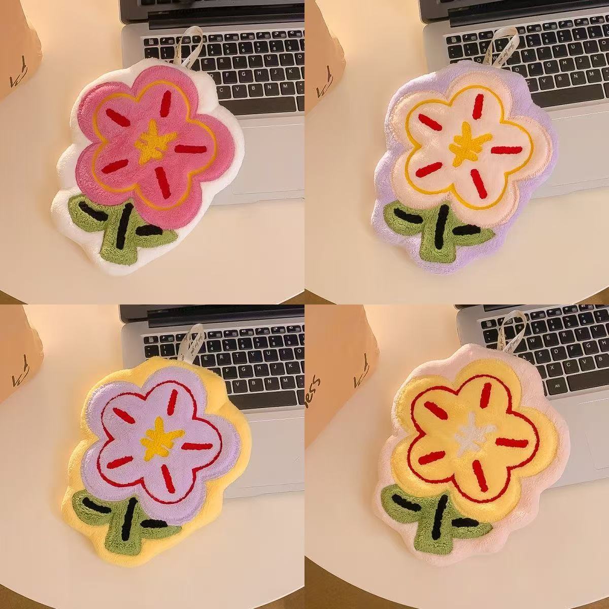 Rich Flower Wipe Hand Towel Hanging Thickened Embroidery Water Absorbent Quick-drying Household Toilet Children's Kitchen Towel Rag