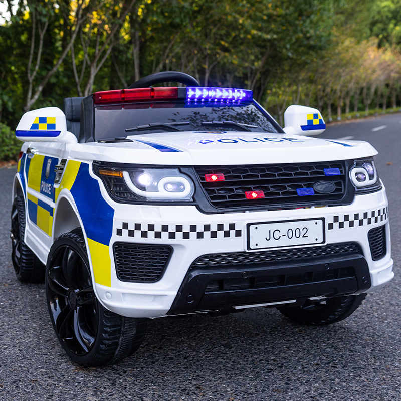 Children's Electric Car Four-Wheel Four-Wheel Drive Car for Boys and Girls with Remote Control Toy Car That Can Sit on Baby Police Car Stroller