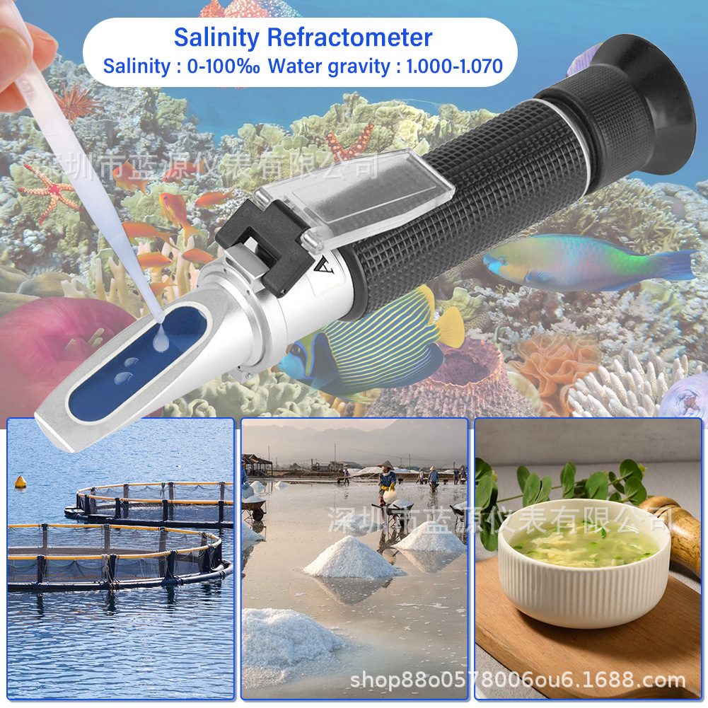 Spot Seawater Salinity Meter 0-100‰ Handheld Refractometer Optical Hydrometer for Sea Tank Fish and Shrimp Breeding