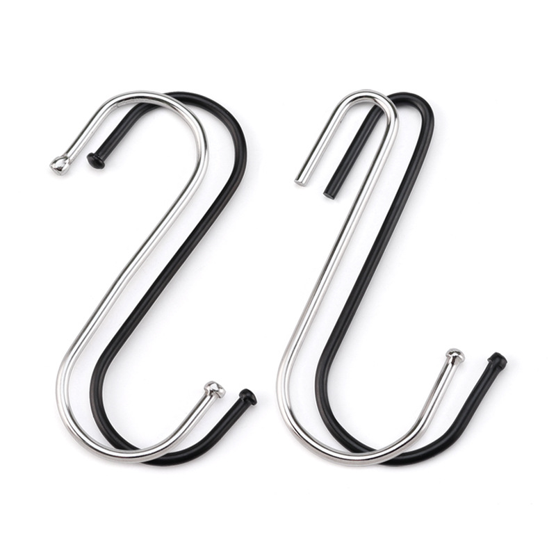 Stainless steel S hook Black multi-purpose crossbar S hook Yama home flower basket thin curved S hook manufacturers wholesale