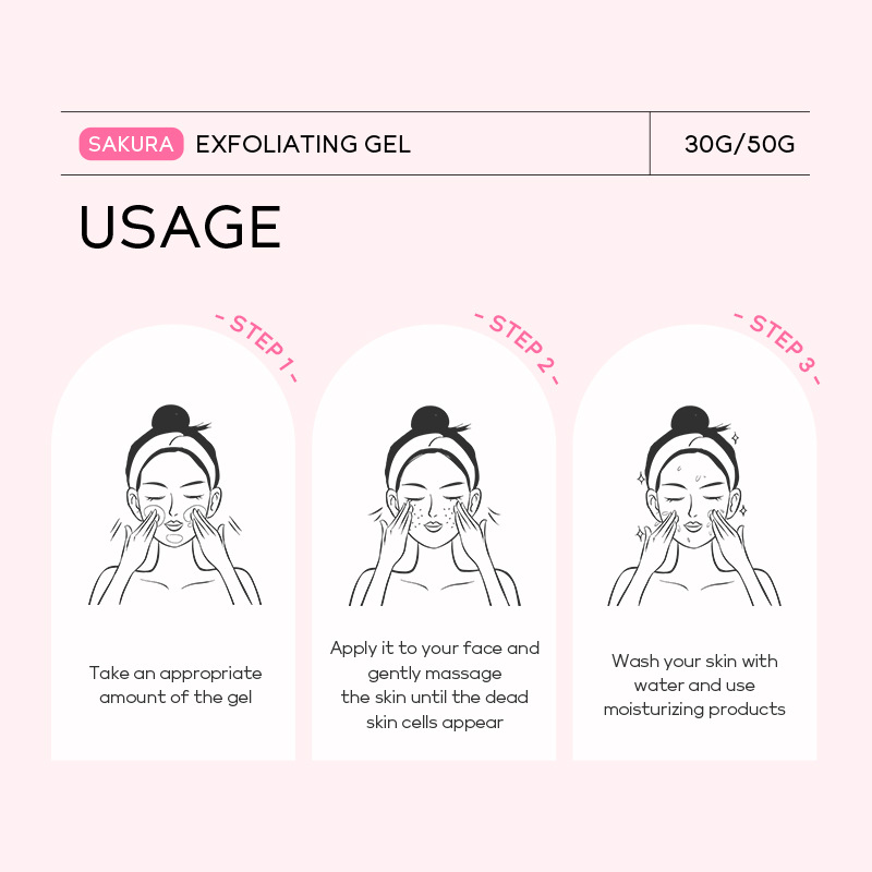 Temu Version Quiyum Sakura Cuticle Gel 30g (Tube) Facial Cleansing Exfoliating Gel English