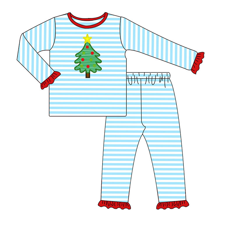 Customized Clothing Cross-Border Amazon Aliexpress Christmas Children's Pajamas Round Neck Girls' Pajamas Set
