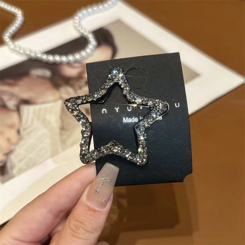 Popular full diamond five-pointed star back head hairpin broken hair finishing headdress clip rhinestone hairpin girl headdress