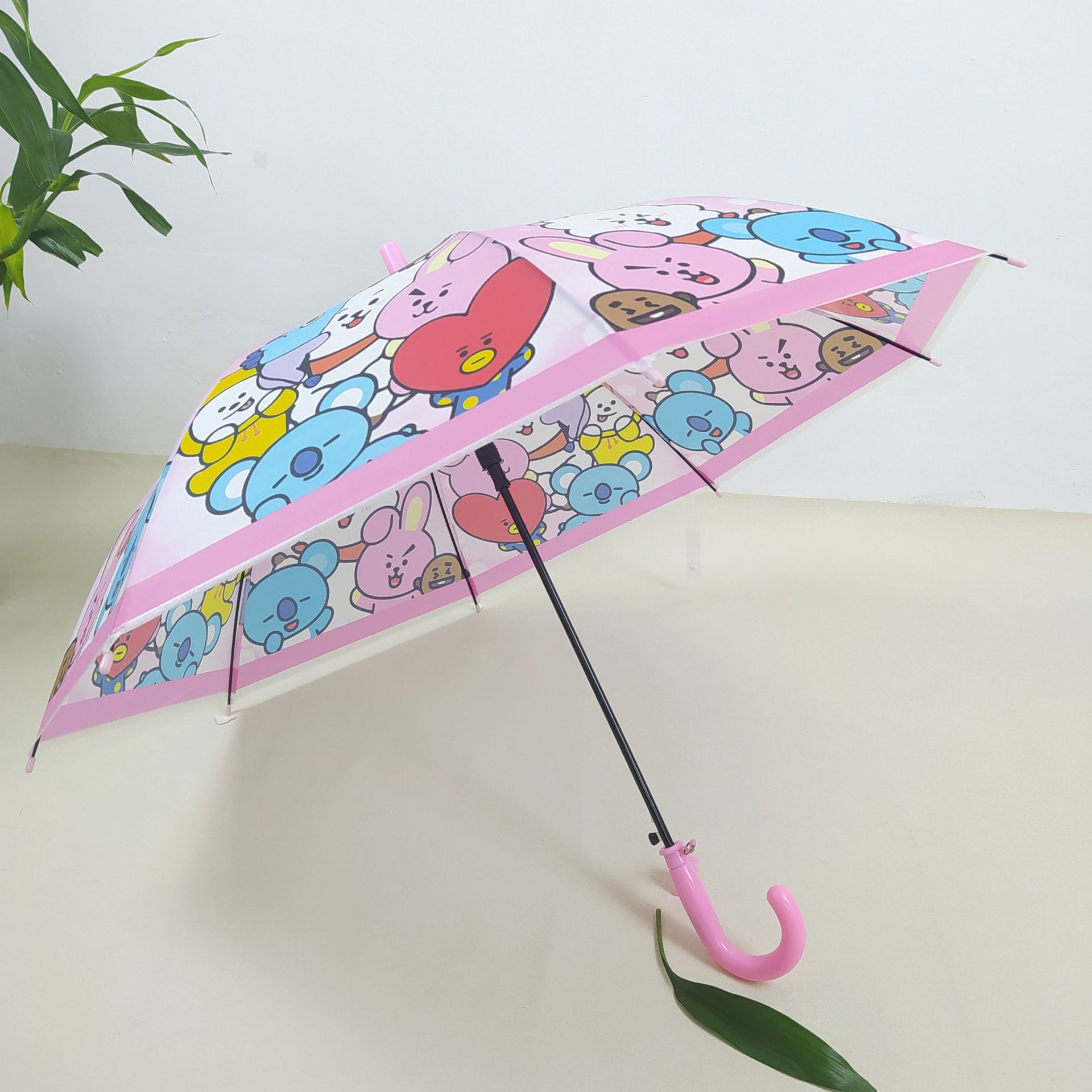 Creative fresh Children's umbrella cartoon student umbrella portable safety 8 bone automatic long handle umbrella manufacturers wholesale