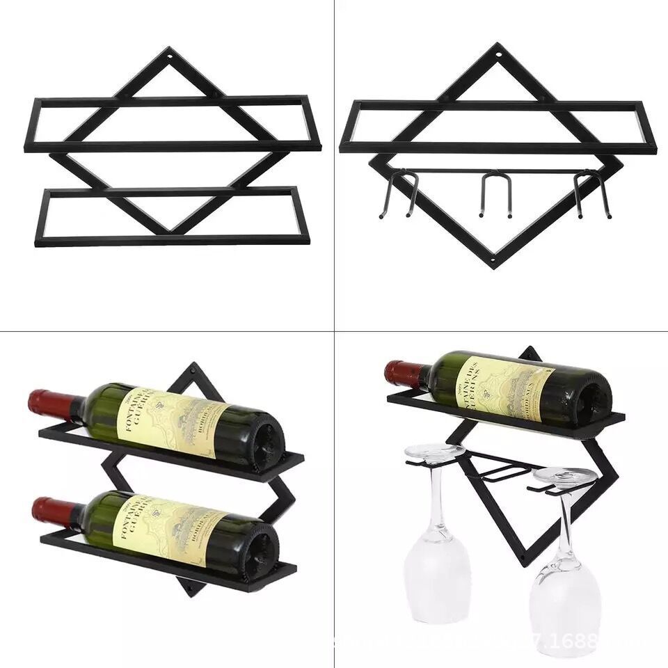 Cross-Border Iron Wine Rack Simple Living Room Wall Storage Red Wine Glass Set Creative Bar Wall Hanging Goblet Rack