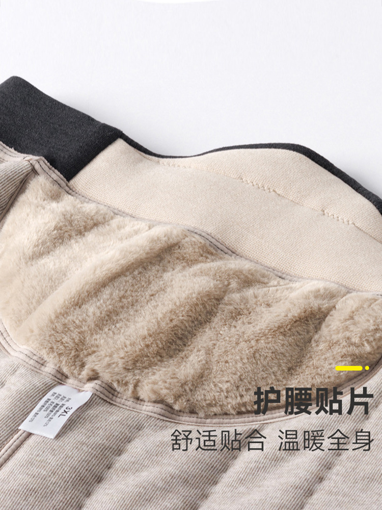 Middle-Aged and Elderly Men's Thermal Intimates Set, Dad's Winter Clothing, Velvet Cardigan, Cotton Coat, Grandpa's Winter Thickeneded Clothing