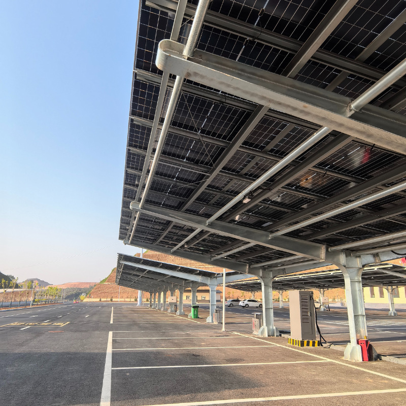 Tianjin Photovoltaic Carport Manufacturer Produces Large-Scale Highway Project Outdoor Parking Lot Steel Structure Photovoltaic Carports