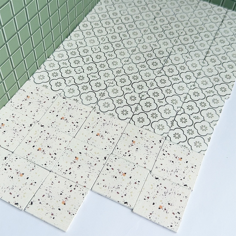 Cross-border doll house dollhouse mini model ground decoration splicing wood floor double-sided printing simulation ~