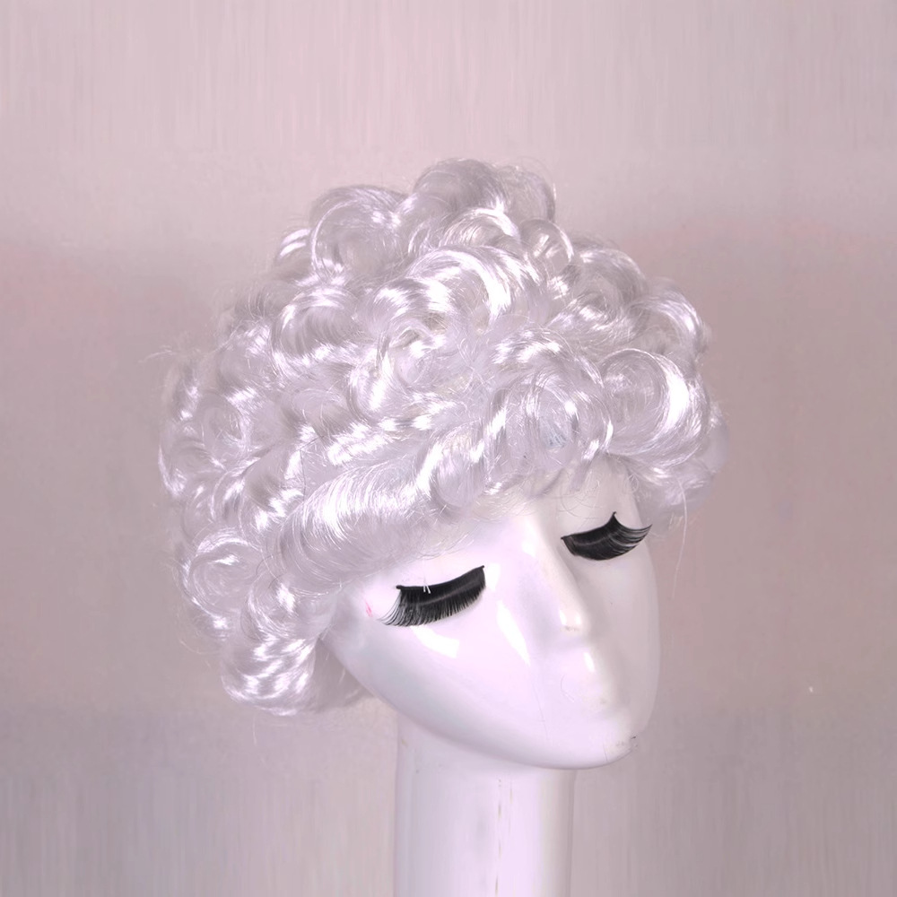 Halloween Granny Hair Wig Grey Wig Curly Hair cos Cosplay White Wig Set Grandpa Hair