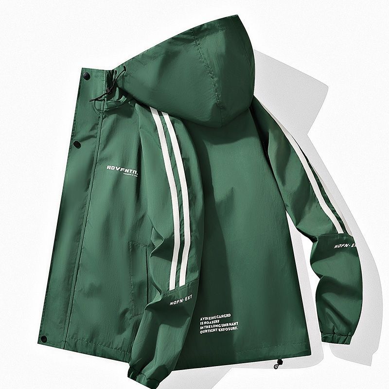 Spring and Autumn Men's Casual Sports Jacket Trendy Windproof Waterproof Thin Hooded Coat Men's Outerwear