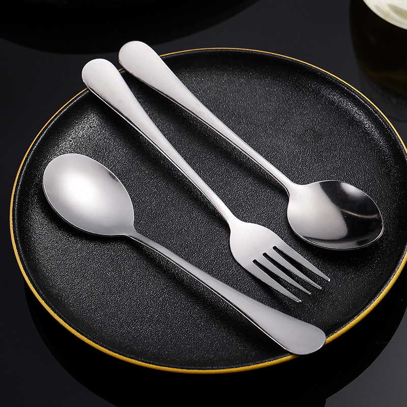 Stainless Steel Spoon Fork Tableware suit Long Handle Fork Spoon suit Household Thickened Spoon Steak Pagatan Fork