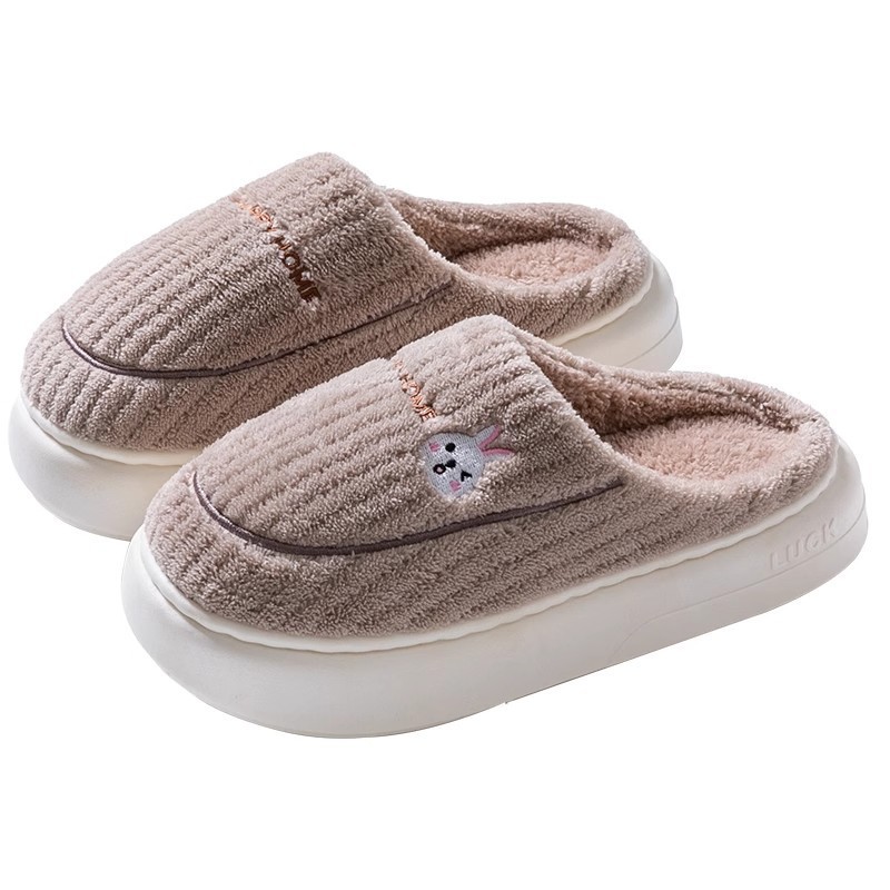 Cotton Slippers Men's Autumn and Winter 2025 New Indoor Home Non-Slip Warm Fleece-Lined Non-Stinky Feet Thick-Soled Cotton Shoes for Men