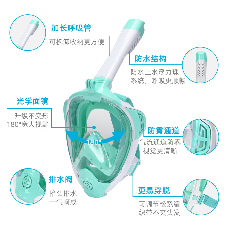 Summer Hot-Selling Manufacturer Direct Approval Fully Dry Adult and Children Diving Mask Snorkeling Set Swimming Goggles Silicone Mask