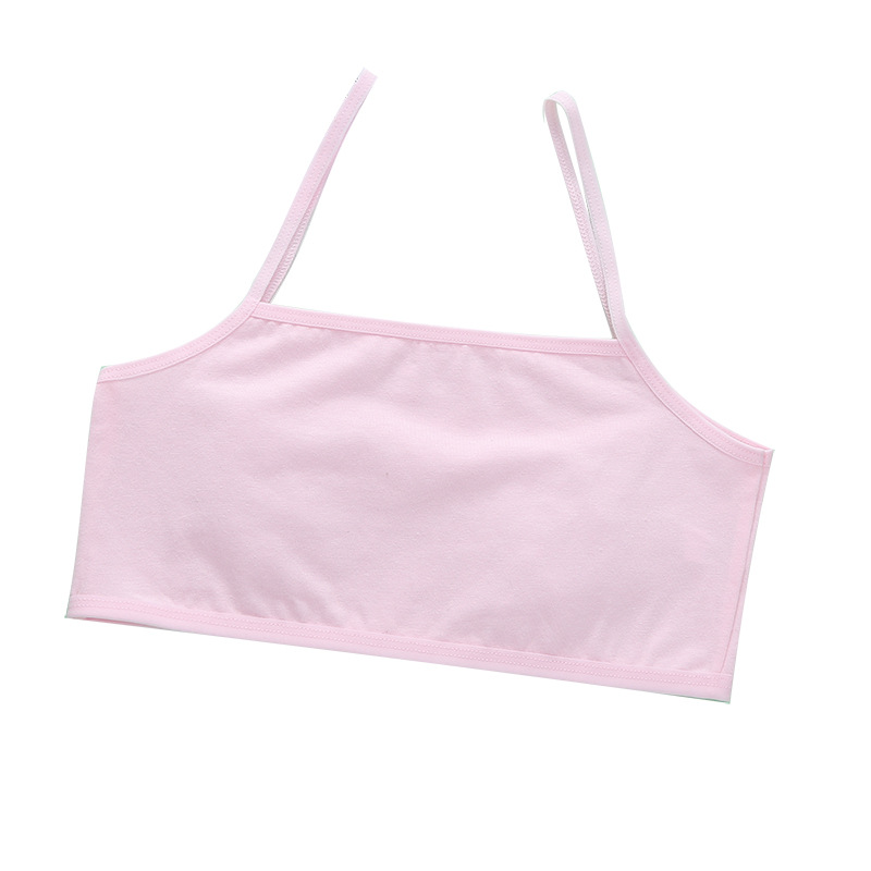 Wholesale Primary School Students' Developmental Period Girls' Underwear Anti-Bump Children's Girls Solid Color Vest Suspender Tube Top