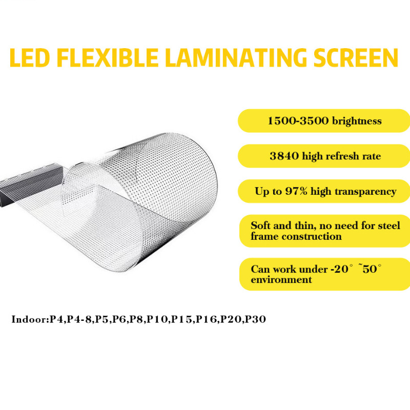 Online Store Video Wall Super 3D Advertising Digital Panta Glass Window Flexible Transparent Light-Emitting Diode Film Display