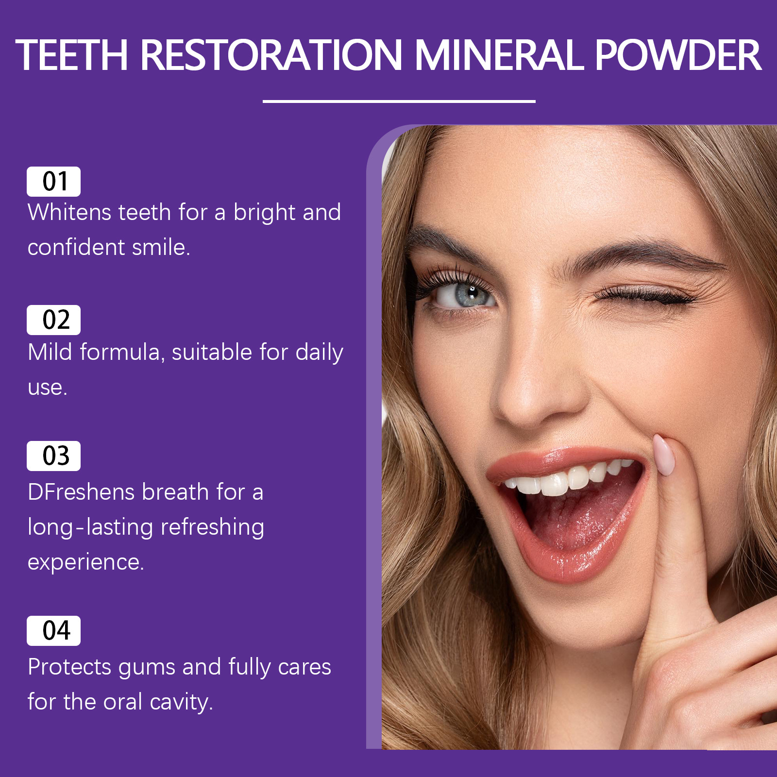 Oralhoe Purple Teeth Beauty Powder Gentle Cleansing Protects Teeth Long-Lasting Freshness Removes Teeth Stains and Yellow Teeth