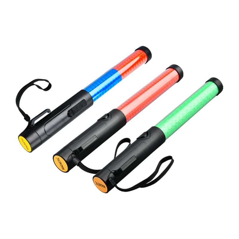35cm Rechargeable Baton Red and Blue Led Flashing Fluorescent Stick Traffic Fire Flash Stick Magnetic Whistle Type-C