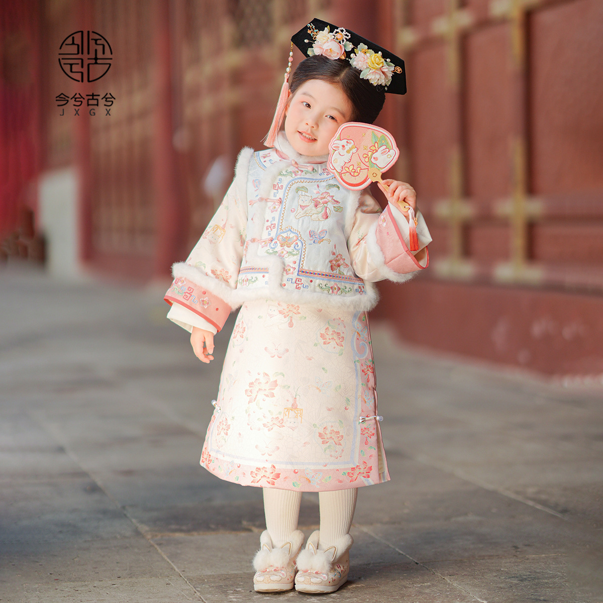 Today Xi Gu Xi Gege Clothing Girls' Ancient Costsize Winter 2024 Children's Hanfu Forbidden City Thickened Qing Dynasty Little Girl Winter Costsize