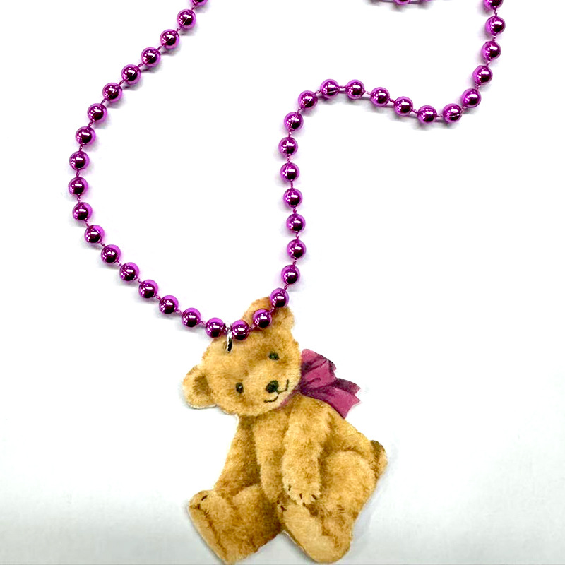 Necklace Long Woolen Chain Bear Short Hair Beaded Style Fashionable All-match Clothes Accessories Long Winter Clothes Dress