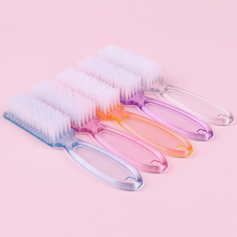Cross-border special for transparent long handle nail brush with handle nail art plastic dust brush multifunctional horn brush suit