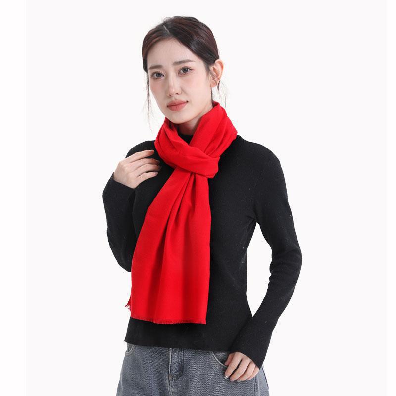 Red Scarf Chinese Red Custom Printed Logo Mulberry Silk Short Beard Scarf Corporate Event Class Reunion Printed Embroider