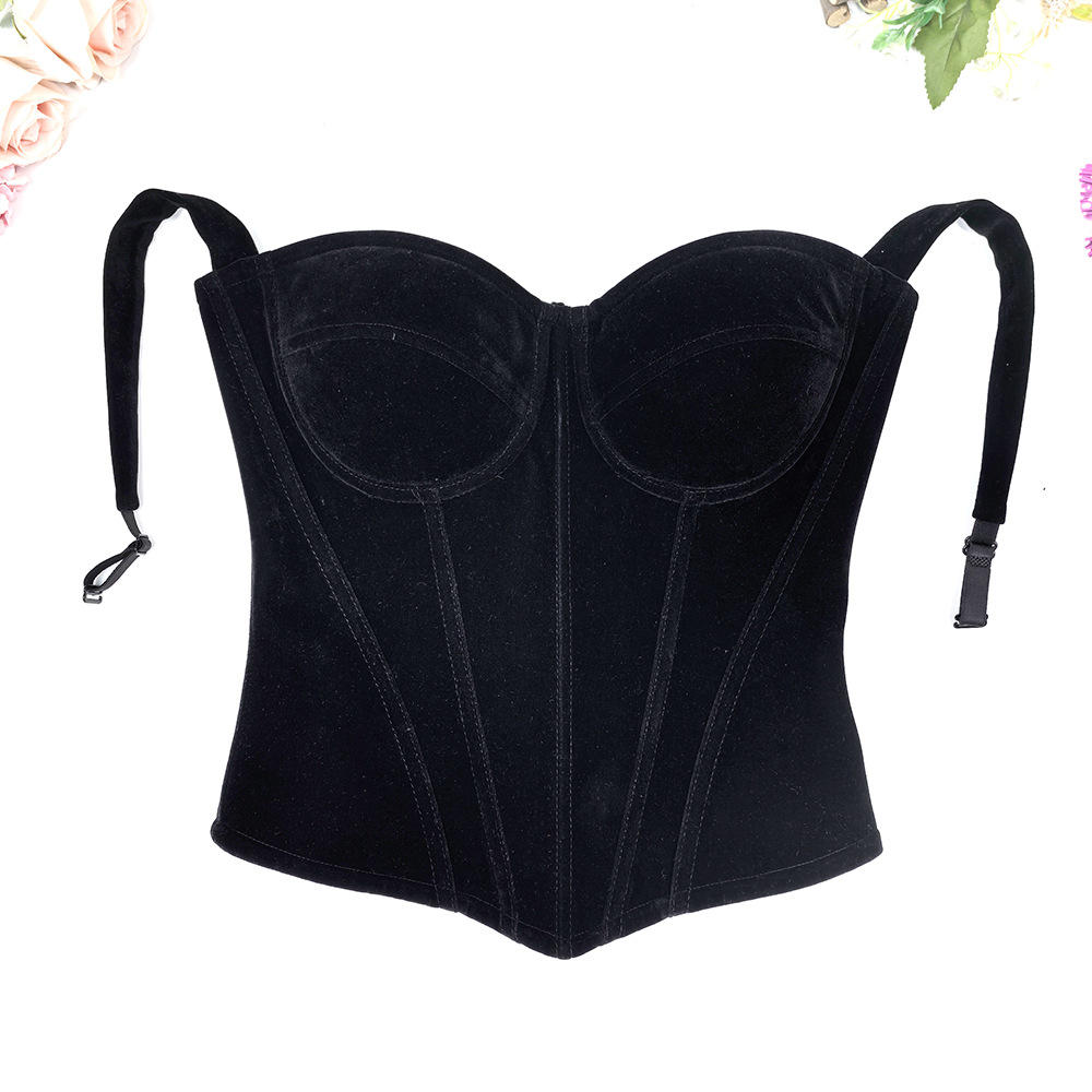 Thickened Warm Velvet Fishbone Corset, Tight-Fitting French-Style Camisole, Tube Top for Outer Wear or Layering, Waist-Cinching Vest-Style Tank Top