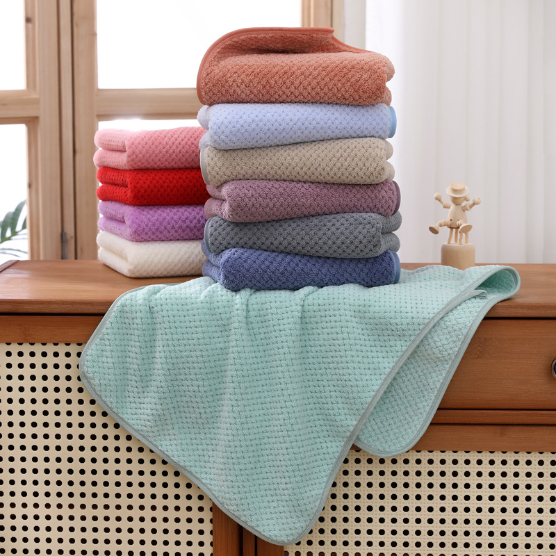 Customized 102*204 Polyester Brocade Pineapple Plaid Towel Bath Towel Square Towel Absorbent Household Adult Large Bath Towel Manufacturer Wholesale