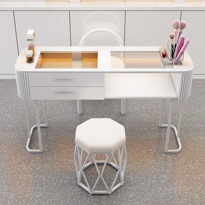 Cream Style Manicure Table White Japanese Style Glass Single Full Set Light Luxury Simple Manicure Table Storage Folding Manicure Table