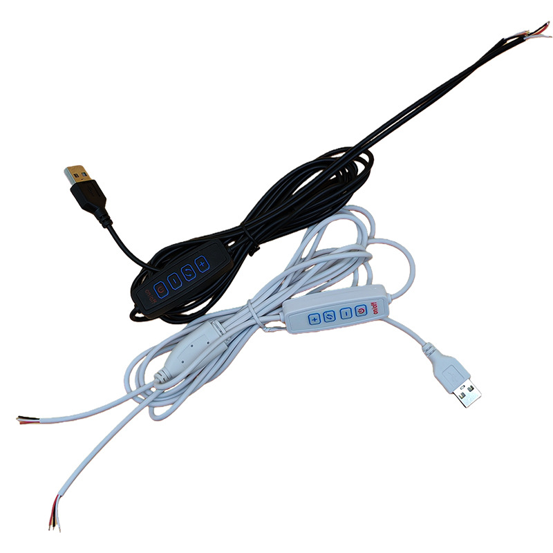 5V Switch Cable USB Desk Lamp Three-Color Night Light Led Live Broadcast Light Four-Key Dimming Switch Cable Control Power Cord